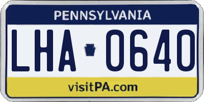 PA license plate LHA0640