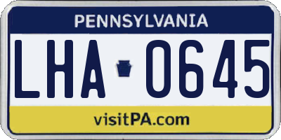 PA license plate LHA0645
