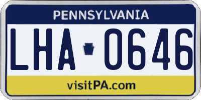 PA license plate LHA0646