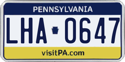 PA license plate LHA0647