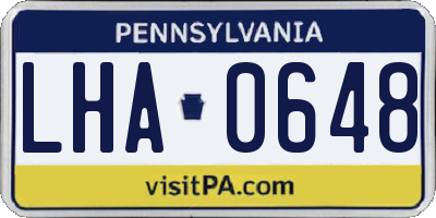 PA license plate LHA0648