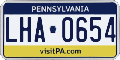 PA license plate LHA0654