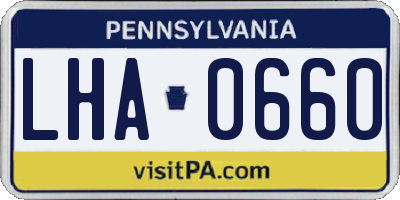 PA license plate LHA0660