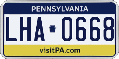 PA license plate LHA0668