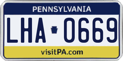 PA license plate LHA0669