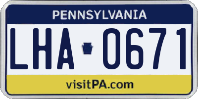 PA license plate LHA0671