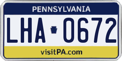 PA license plate LHA0672
