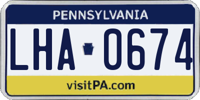 PA license plate LHA0674