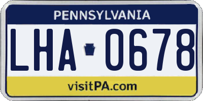 PA license plate LHA0678