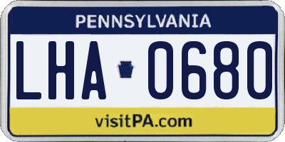 PA license plate LHA0680
