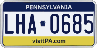 PA license plate LHA0685
