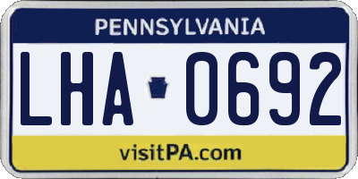 PA license plate LHA0692