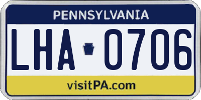 PA license plate LHA0706