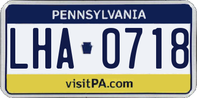 PA license plate LHA0718