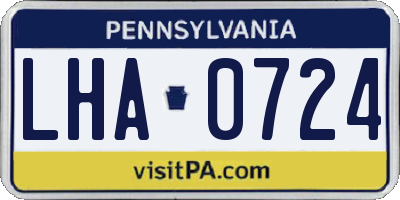 PA license plate LHA0724
