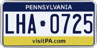 PA license plate LHA0725