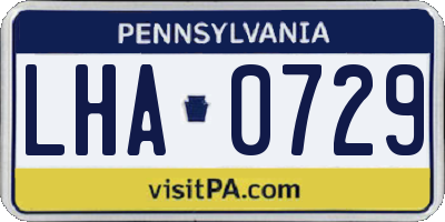 PA license plate LHA0729