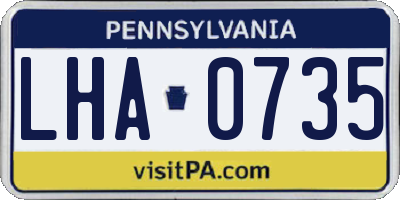 PA license plate LHA0735
