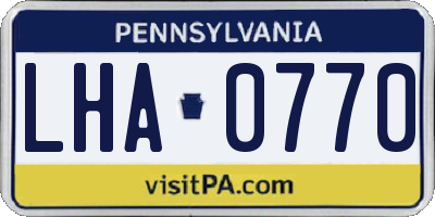 PA license plate LHA0770