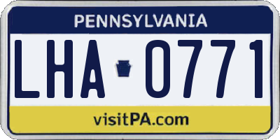 PA license plate LHA0771