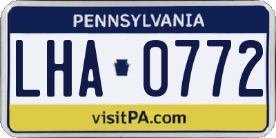 PA license plate LHA0772