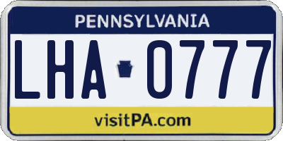 PA license plate LHA0777