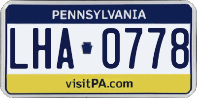 PA license plate LHA0778