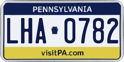 PA license plate LHA0782