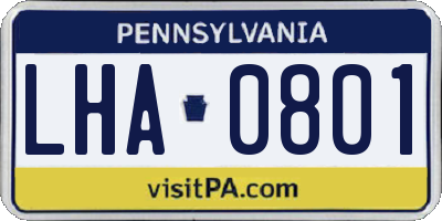 PA license plate LHA0801