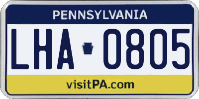 PA license plate LHA0805