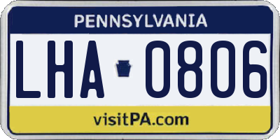 PA license plate LHA0806