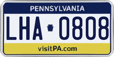 PA license plate LHA0808