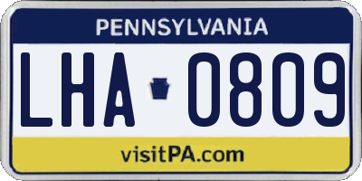 PA license plate LHA0809