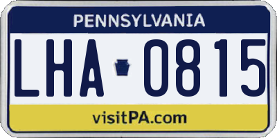 PA license plate LHA0815