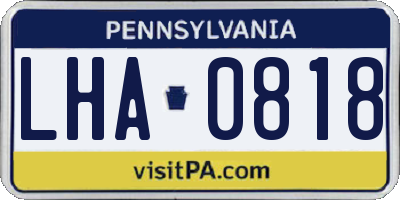 PA license plate LHA0818