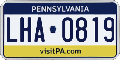 PA license plate LHA0819