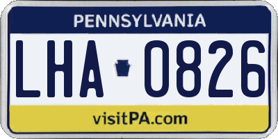 PA license plate LHA0826