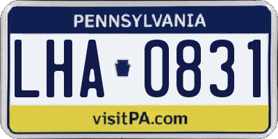 PA license plate LHA0831