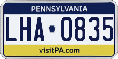 PA license plate LHA0835