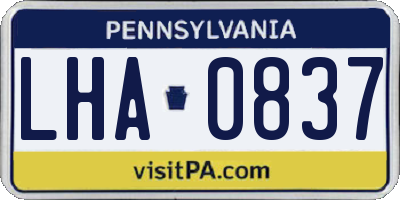 PA license plate LHA0837