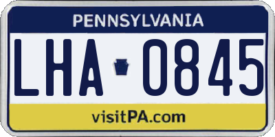 PA license plate LHA0845