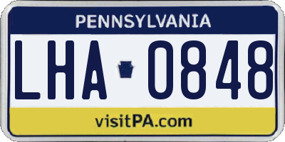 PA license plate LHA0848