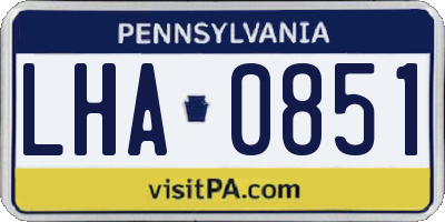 PA license plate LHA0851