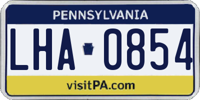 PA license plate LHA0854