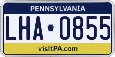 PA license plate LHA0855