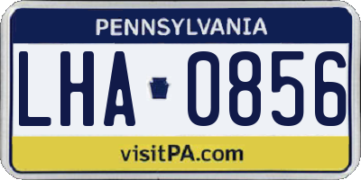 PA license plate LHA0856