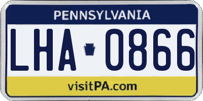 PA license plate LHA0866