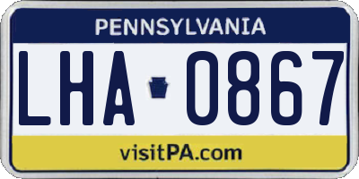 PA license plate LHA0867