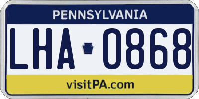 PA license plate LHA0868