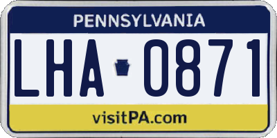 PA license plate LHA0871